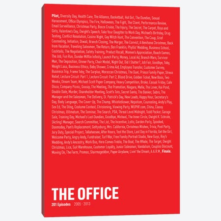 The Office Episodes (Red) Canvas Print #ASX293} by avesix Art Print
