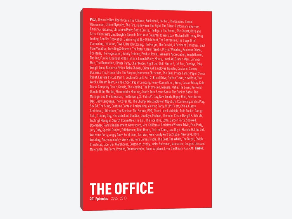 The Office Episodes (Red) by avesix 1-piece Canvas Artwork