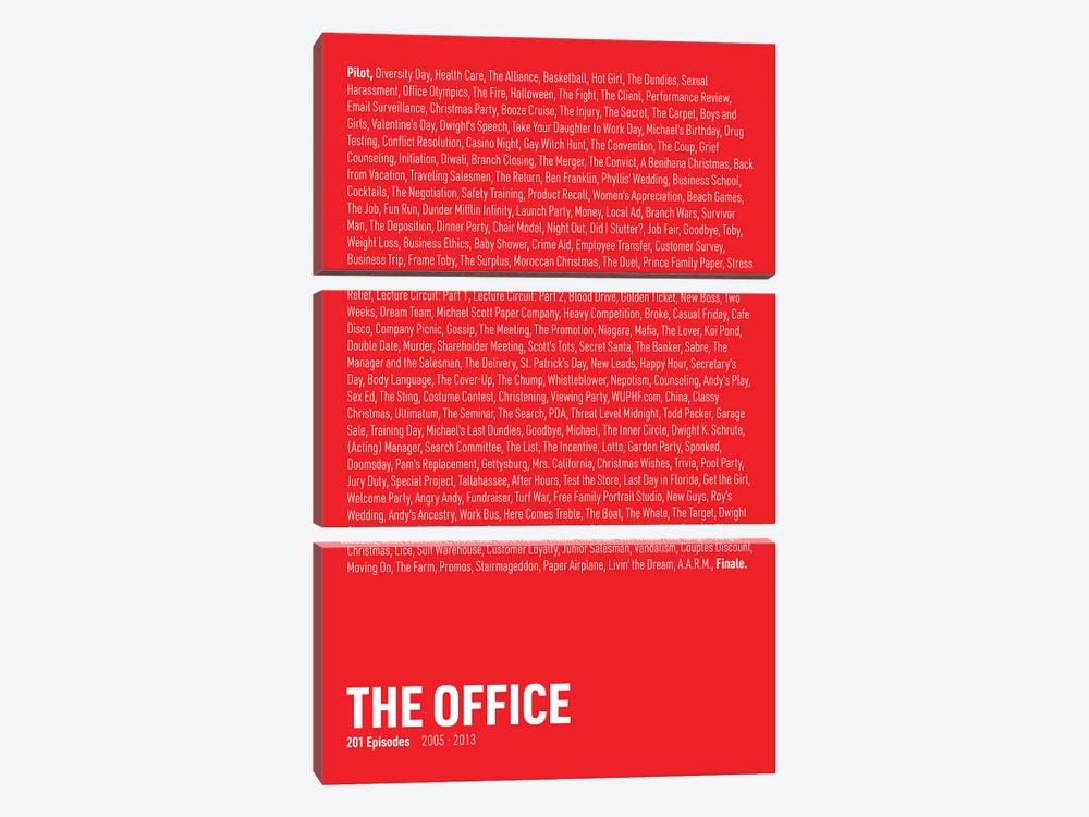 The Office Episodes (Red) by avesix 3-piece Canvas Artwork