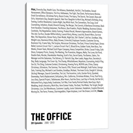 The Office Episodes (White) Canvas Print #ASX294} by avesix Canvas Art