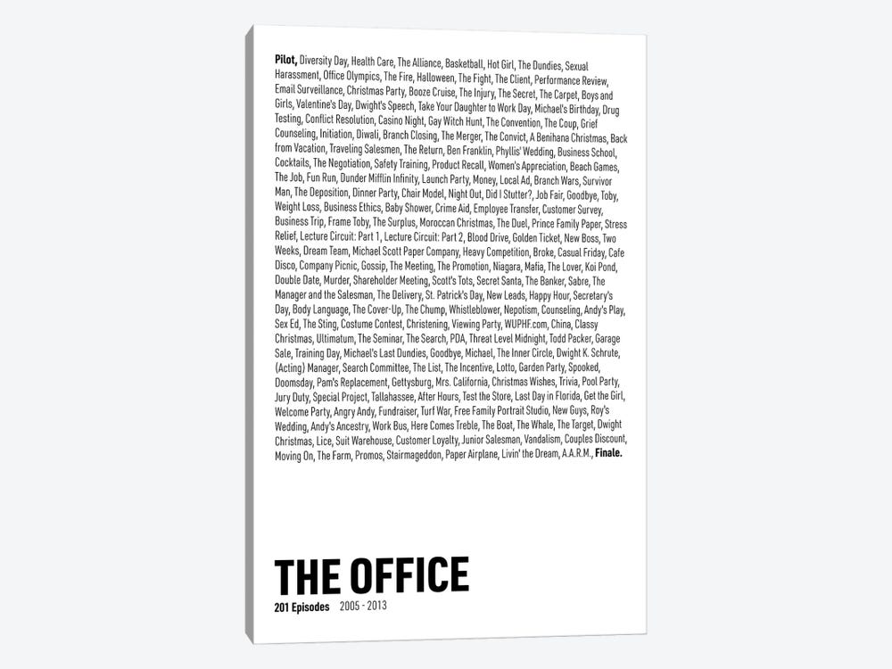 The Office Episodes (White) by avesix 1-piece Canvas Art Print