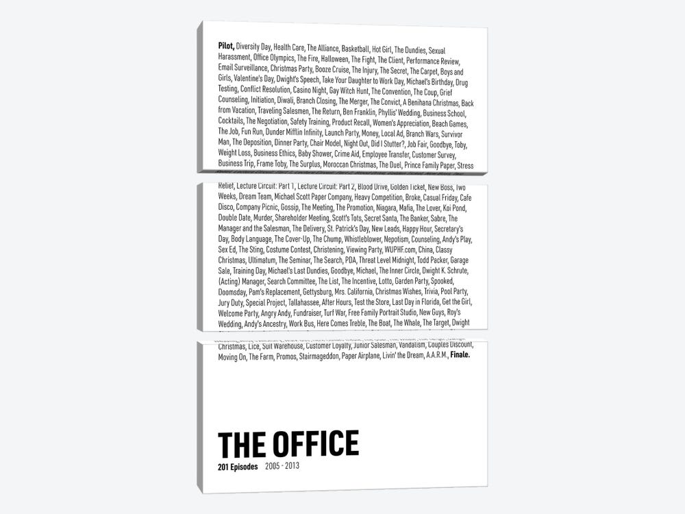 The Office Episodes (White) by avesix 3-piece Canvas Print