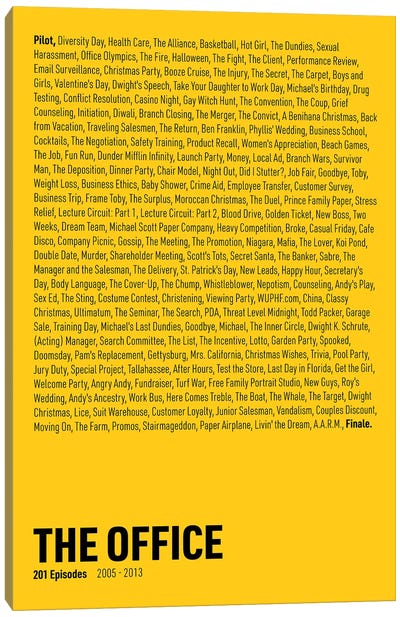 The Office Episodes (Yellow) Canvas Art Print - The Office