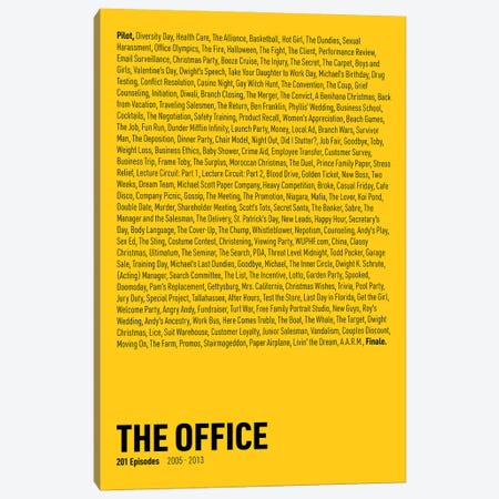 The Office Episodes (Yellow) Canvas Print #ASX295} by avesix Canvas Art