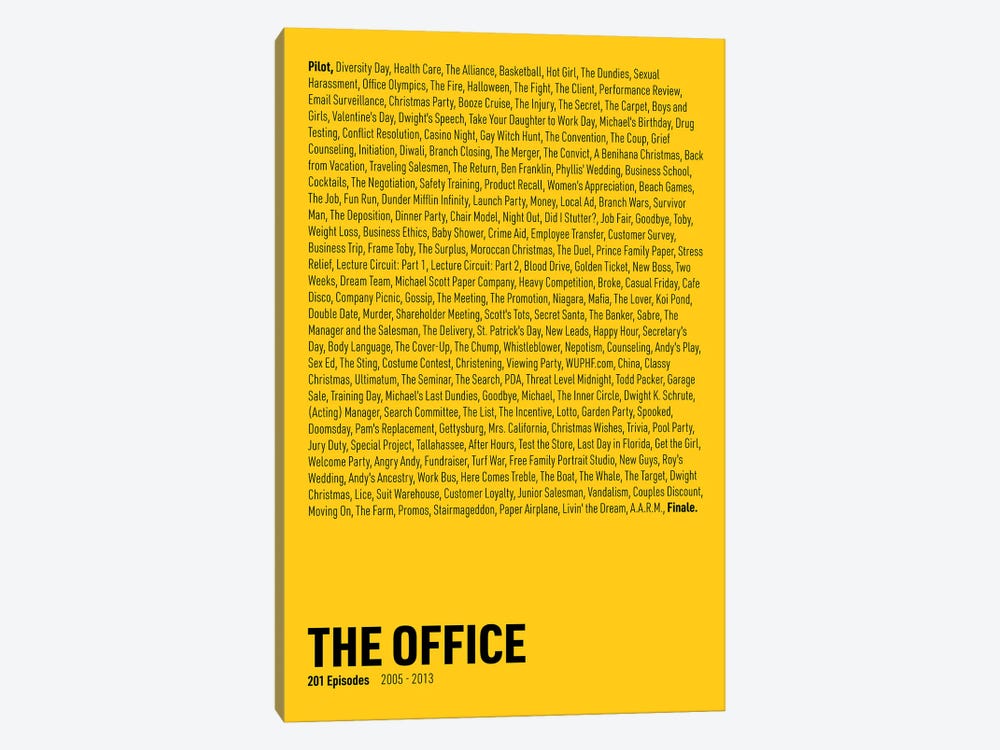 The Office Episodes (Yellow) by avesix 1-piece Canvas Artwork