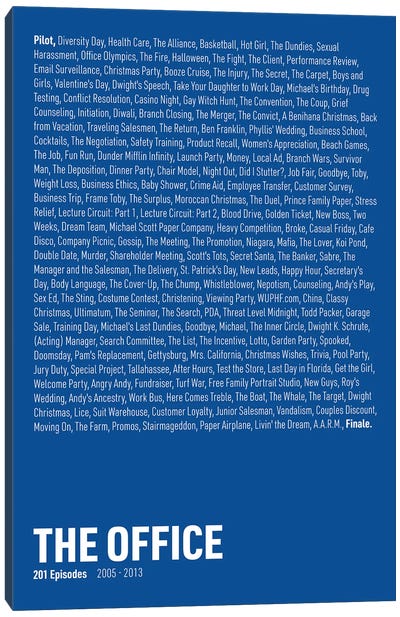 The Office Episodes (Blue) Canvas Art Print - The Office