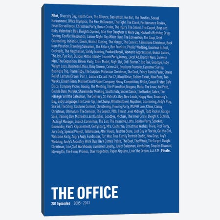 The Office Episodes (Blue) Canvas Print #ASX296} by avesix Canvas Wall Art