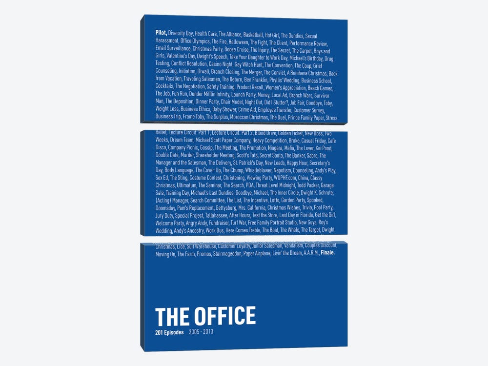 The Office Episodes (Blue) by avesix 3-piece Canvas Art Print