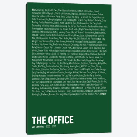 The Office Episodes (Green) Canvas Print #ASX297} by avesix Canvas Wall Art