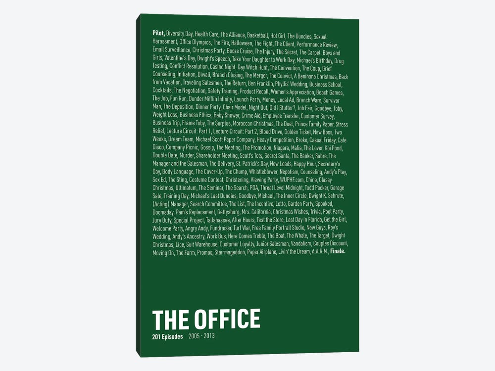 The Office Episodes (Green) by avesix 1-piece Canvas Art