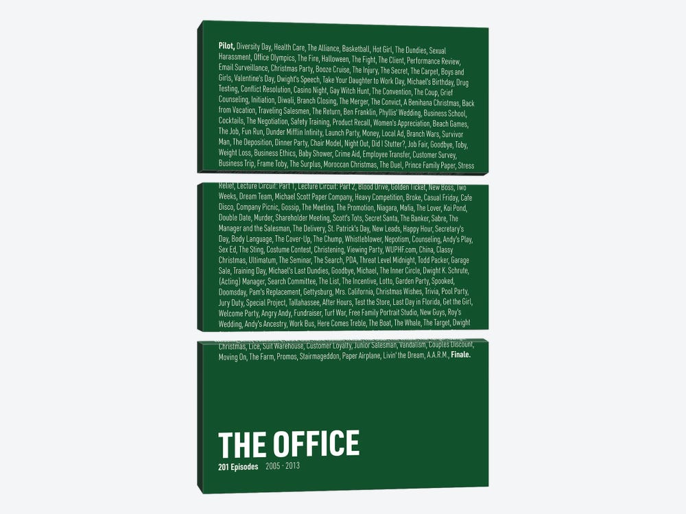 The Office Episodes (Green) by avesix 3-piece Canvas Art