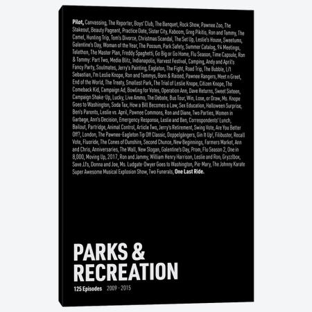 Parks & Recreation Episodes (Black) Canvas Print #ASX298} by avesix Canvas Art Print