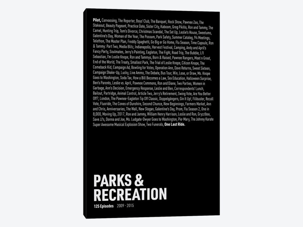 Parks & Recreation Episodes (Black) by avesix 1-piece Canvas Print