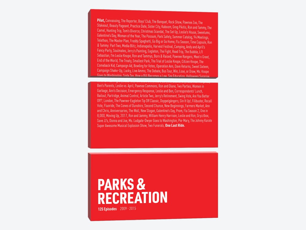 Parks & Recreation Episodes (Red) by avesix 3-piece Art Print