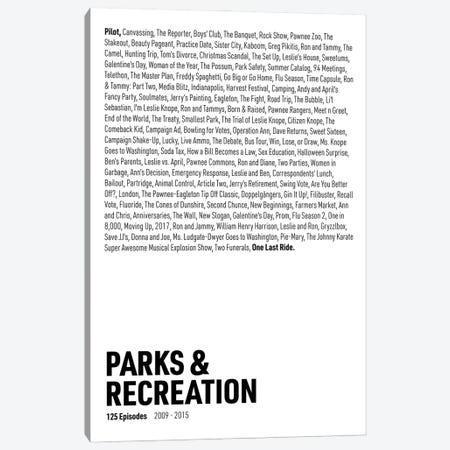 Parks & Recreation Episodes (White) Canvas Print #ASX301} by avesix Canvas Art Print