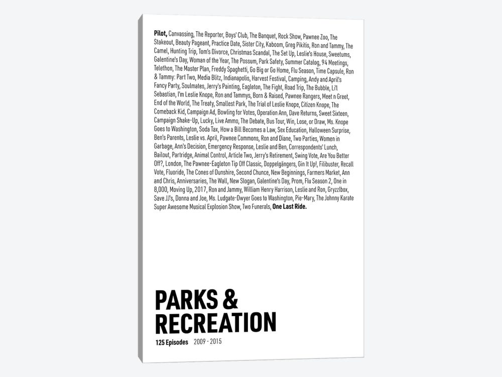 Parks & Recreation Episodes (White) by avesix 1-piece Canvas Art