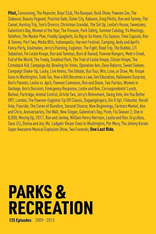 Parks & Recreation Episodes (Yellow)