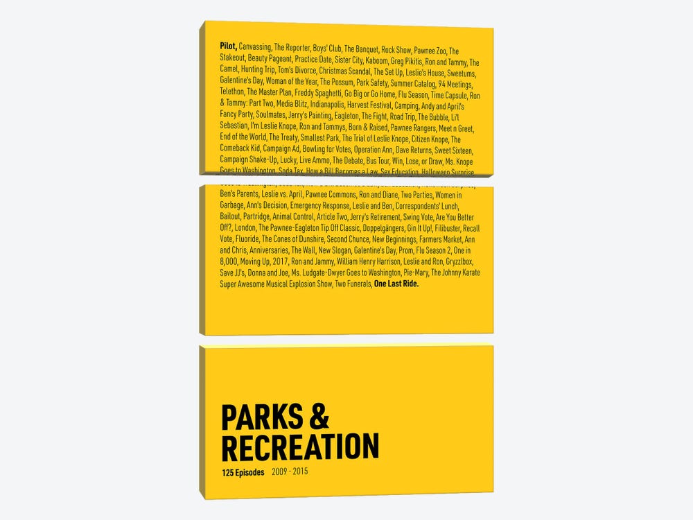Parks & Recreation Episodes (Yellow) by avesix 3-piece Art Print