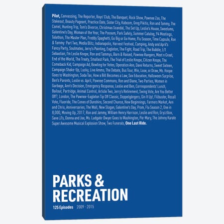 Parks & Recreation Episodes (Blue) Canvas Print #ASX303} by avesix Canvas Art Print