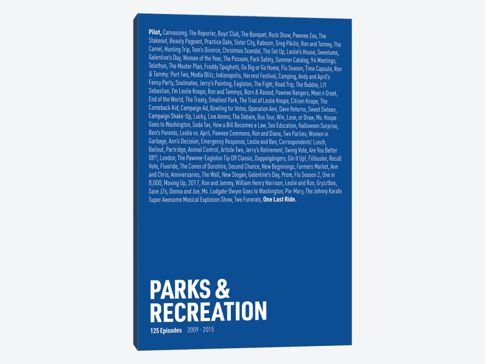 Parks & Recreation Episodes (Blue) by avesix 1-piece Canvas Artwork