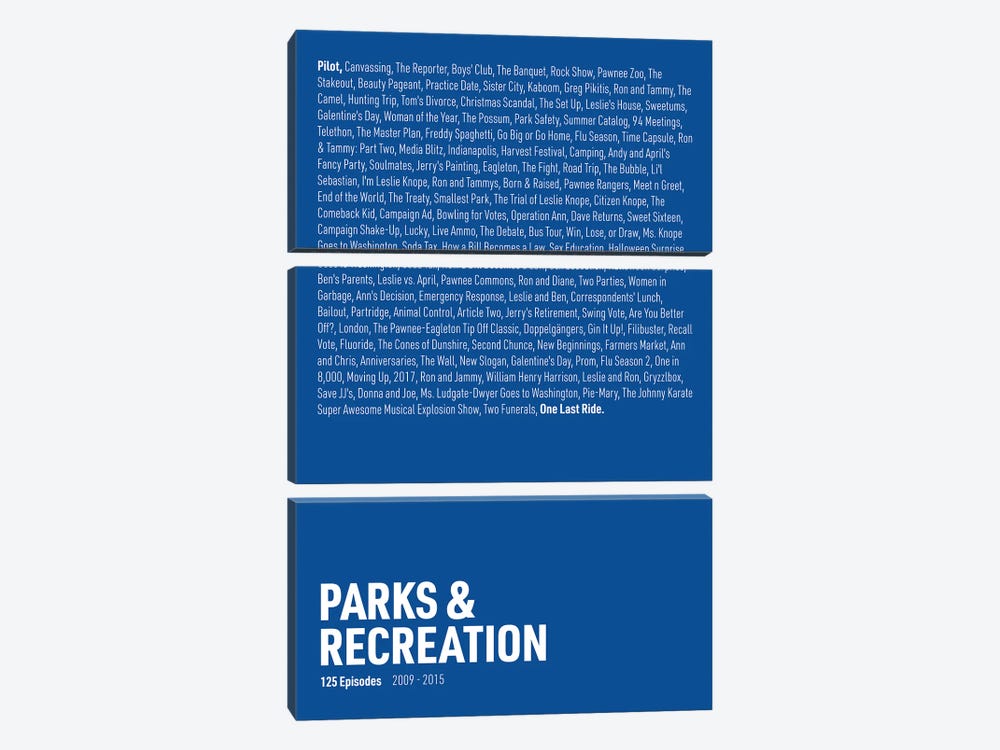 Parks & Recreation Episodes (Blue) by avesix 3-piece Canvas Artwork
