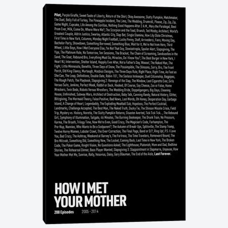 How I Met Your Mother Episodes (Black) Canvas Print #ASX304} by avesix Canvas Art