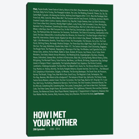 How I Met Your Mother Episodes (Green) Canvas Print #ASX305} by avesix Canvas Artwork