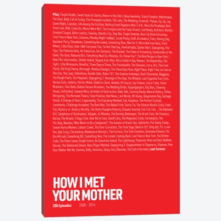 How I Met Your Mother Episodes (Red) Canvas Print #ASX306} by avesix Canvas Artwork