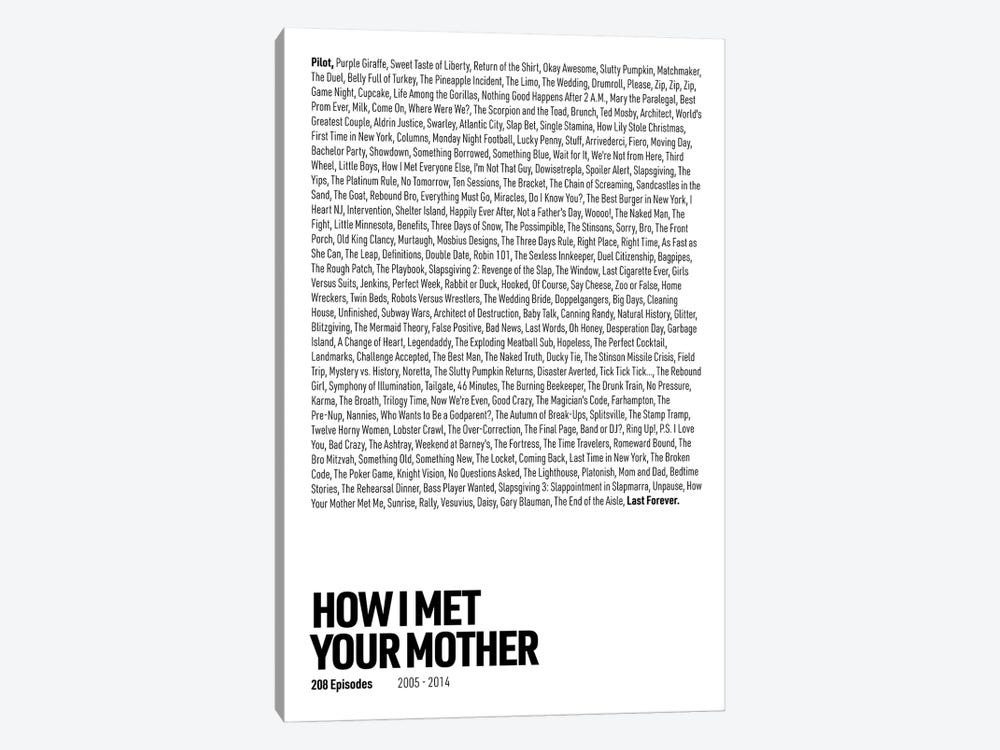 How I Met Your Mother Episodes (White) by avesix 1-piece Canvas Artwork