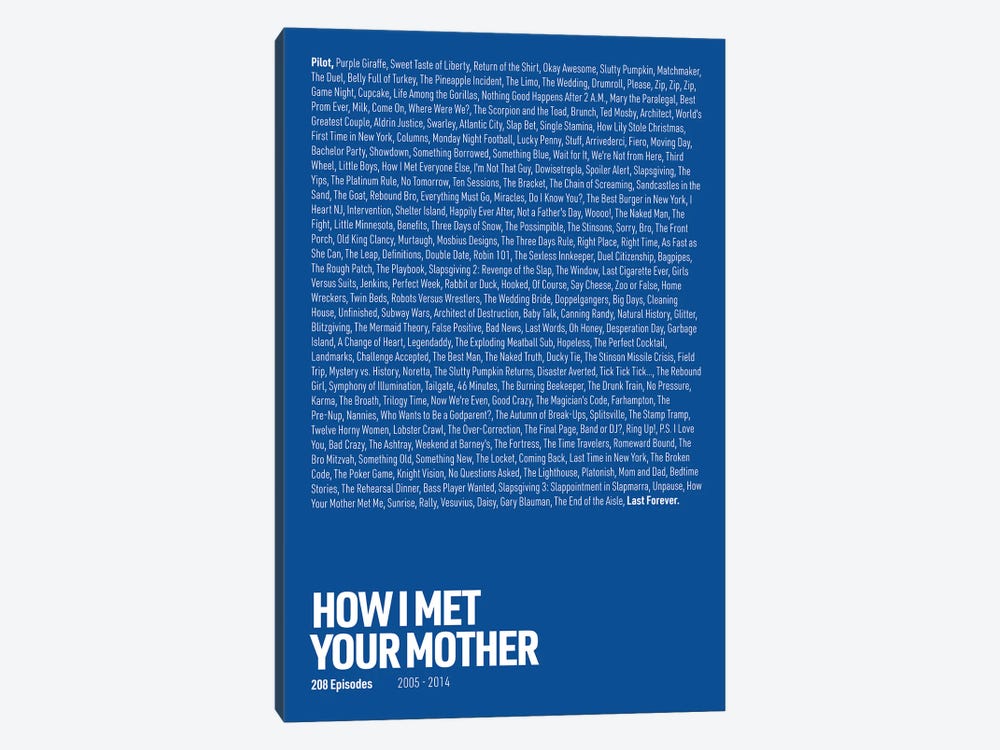 How I Met Your Mother Episodes (Blue) by avesix 1-piece Canvas Wall Art