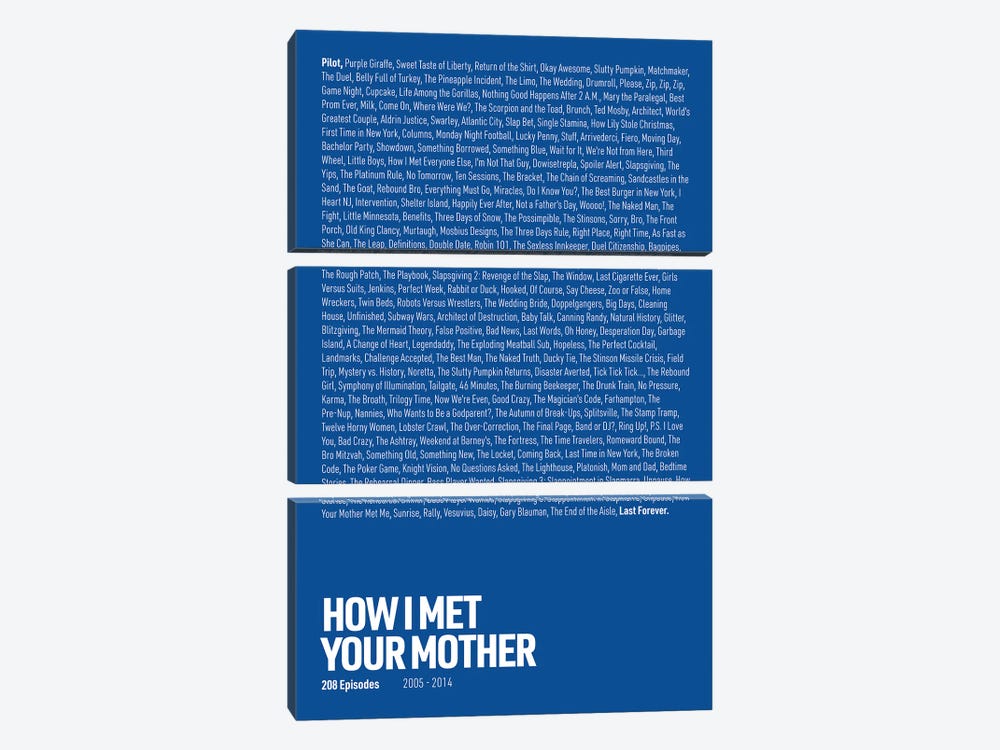 How I Met Your Mother Episodes (Blue) by avesix 3-piece Canvas Wall Art