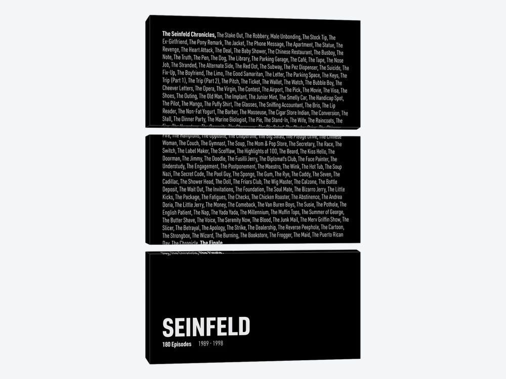 Seinfeld Episodes (Black) by avesix 3-piece Canvas Wall Art