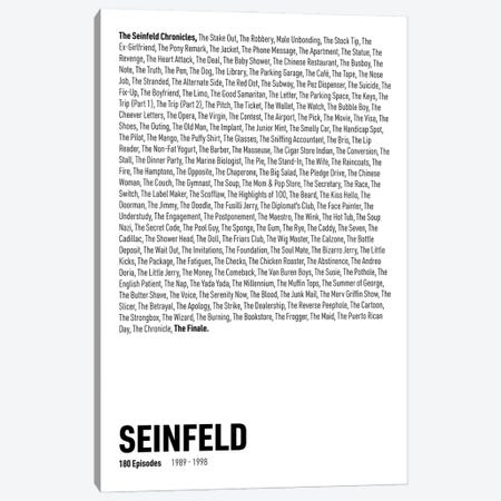 Seinfeld Episodes (White) Canvas Print #ASX313} by avesix Canvas Wall Art