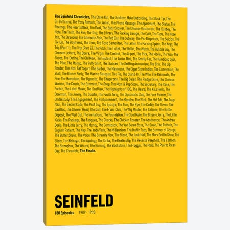 Seinfeld Episodes (Yellow) Canvas Print #ASX314} by avesix Canvas Print