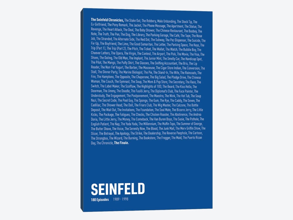 Seinfeld Episodes (Blue) by avesix 1-piece Canvas Print