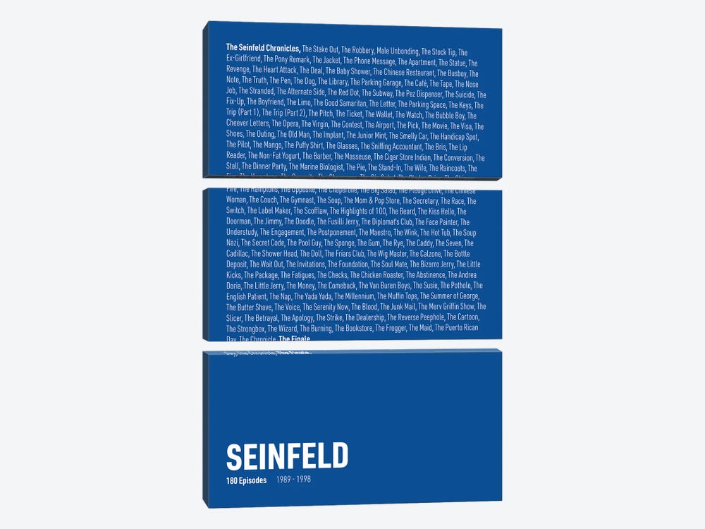 Seinfeld Episodes (Blue) by avesix 3-piece Canvas Art Print