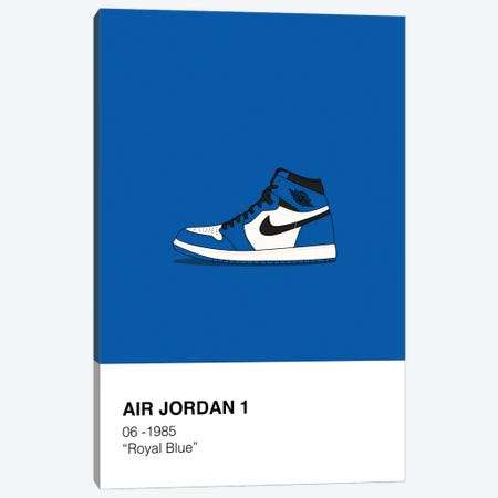 Air Jordan 1 Polaroid (Blue) Canvas Print #ASX365} by avesix Canvas Art