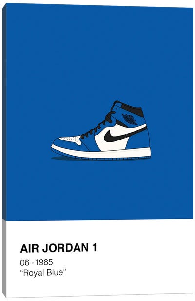 Air Jordan 1 Polaroid (Blue) Canvas Art Print - Shoes