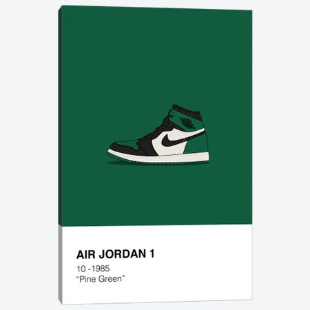 Air Jordan 1 Polaroid (Green) Canvas Print #ASX366} by avesix Canvas Art