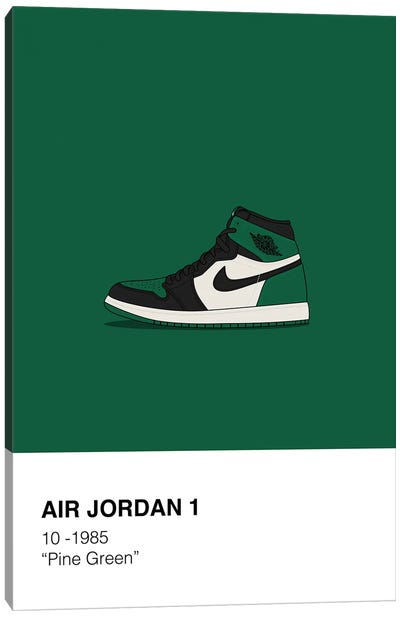 Air Jordan 1 Polaroid (Green) Canvas Art Print - Sporty Dad