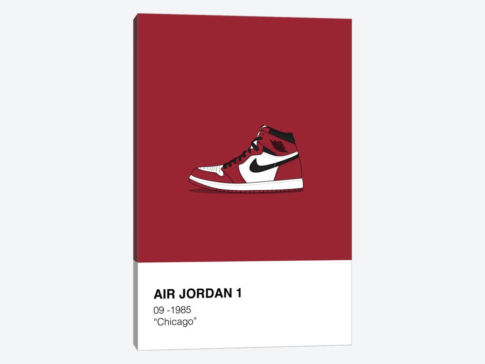 Air Jordan 1 Polaroid (Red) by avesix 1-piece Canvas Artwork