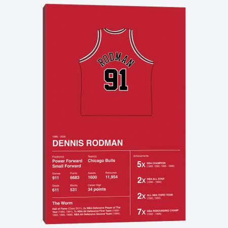 Dennis Rodman Career Stats Canvas Print #ASX371} by avesix Canvas Art