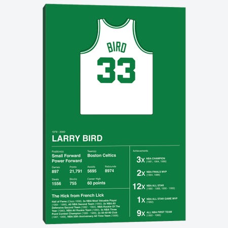 Larry Bird Career Stats Canvas Print #ASX380} by avesix Art Print
