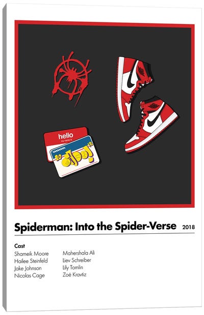 Spider-Man Into The Spider-Verse Canvas Art Print - Action & Adventure Movie Art