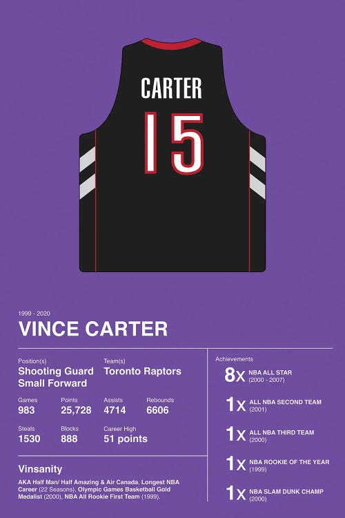 Vince Carter Career Stats by avesix wall art