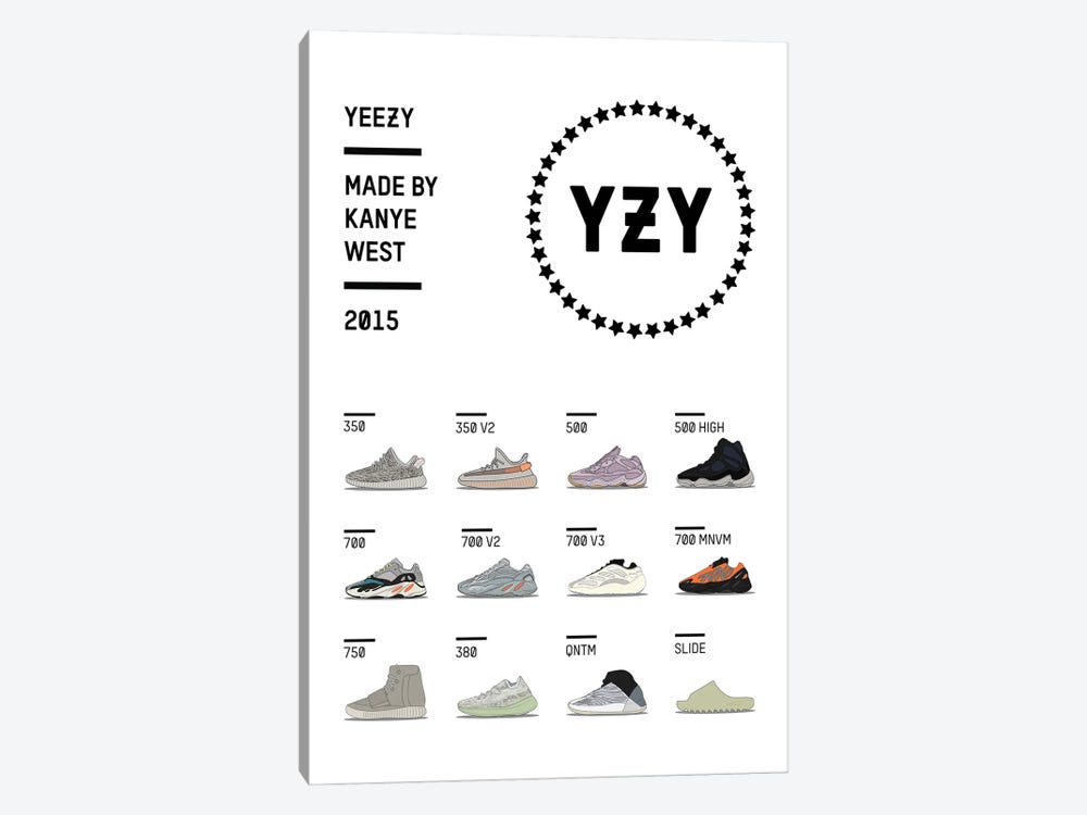 YZY Lineup by avesix 1-piece Canvas Wall Art