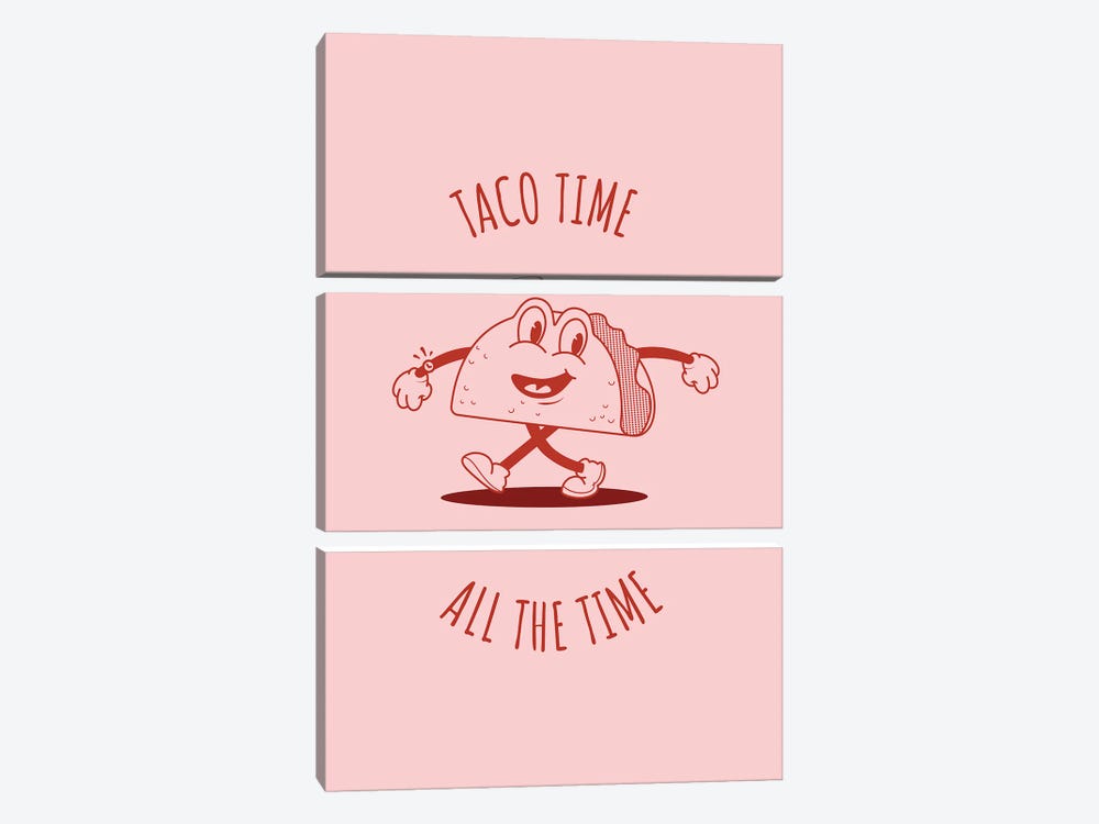 Taco Time (Pink) by avesix 3-piece Canvas Artwork