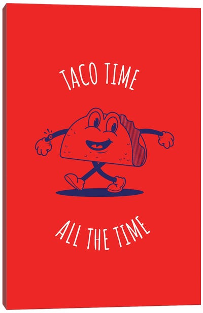 Taco Time (Red) Canvas Art Print - Mexican Cuisine Art
