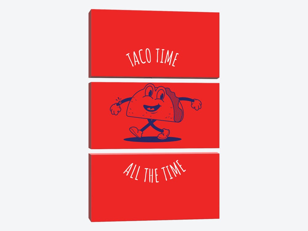 Taco Time (Red) by avesix 3-piece Canvas Art Print