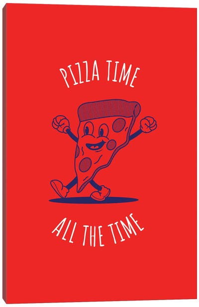Pizza Time - Red Canvas Art Print - Pizza Art